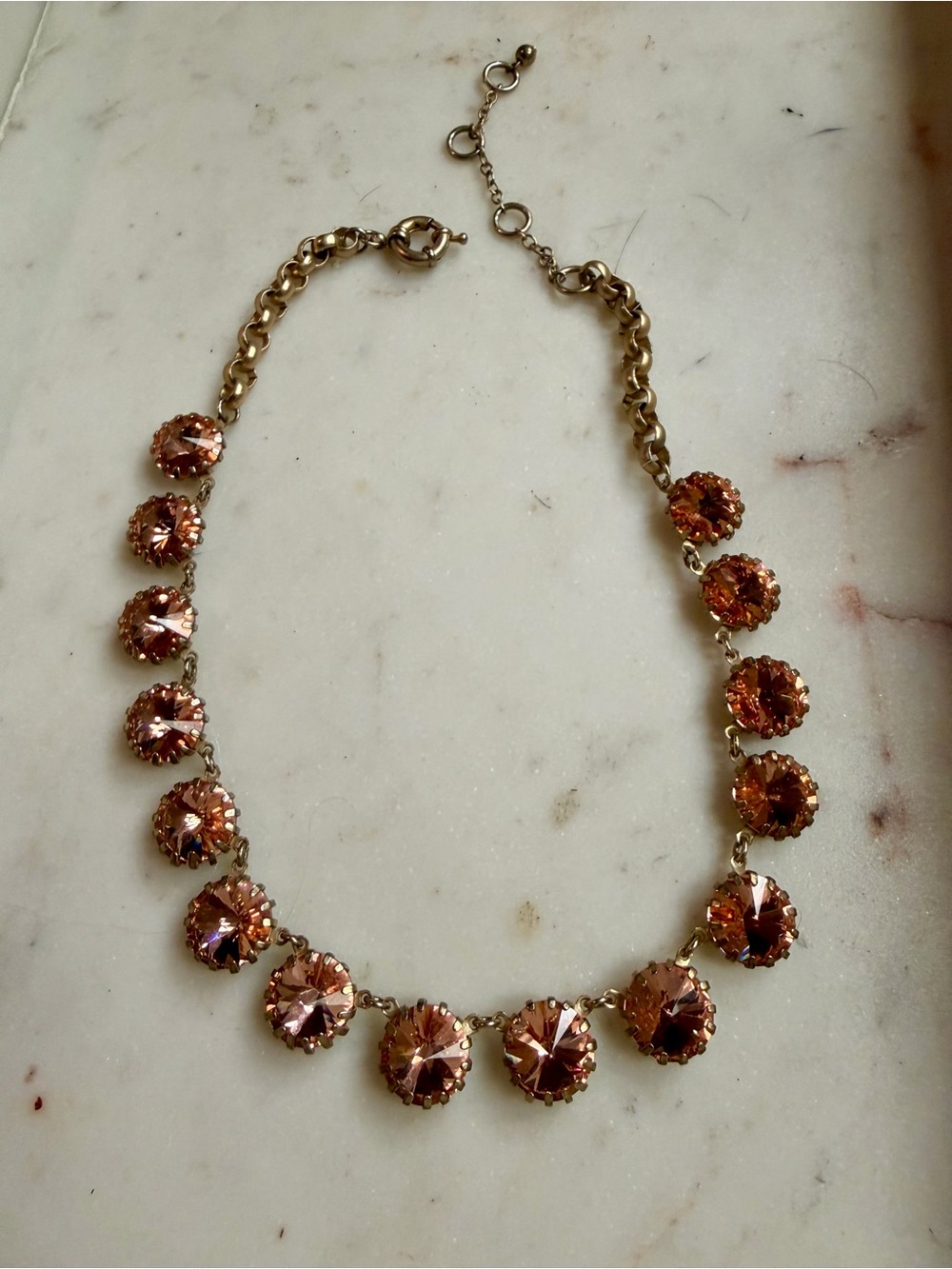 Gold-Tone Pink Crystal Statement Necklace